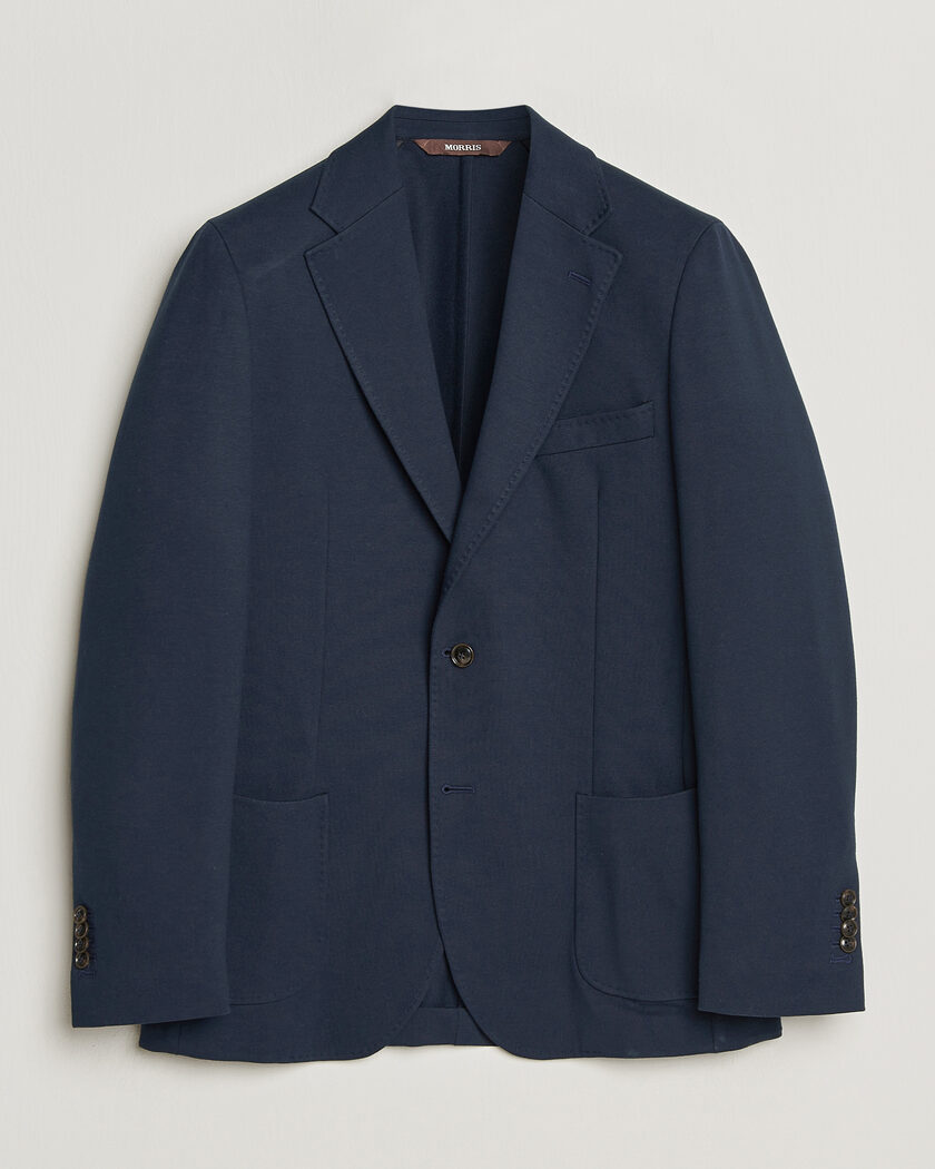 Morris Cotton Jersey Blazer Navy – Blu