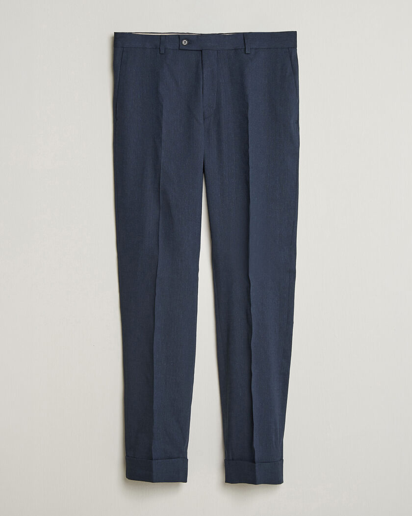 Morris Jack Linen Trousers Navy – Blu