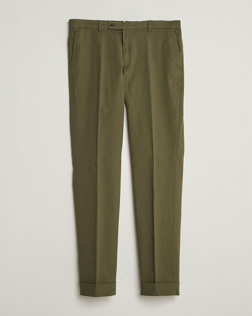 Morris Jack Washed Cotton Trousers Olive – Verde