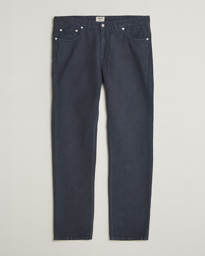 Morris James Washed Linen 5-Pocket Pants Dark Blue – Blu
