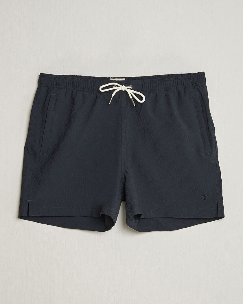Morris Seersucker Bathing Trunks Dark Blue – Blu