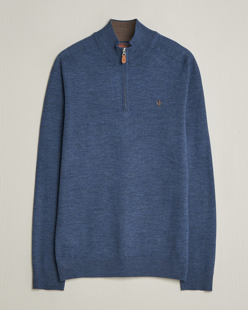 Morris John Merino Half-Zip Blue – Blu