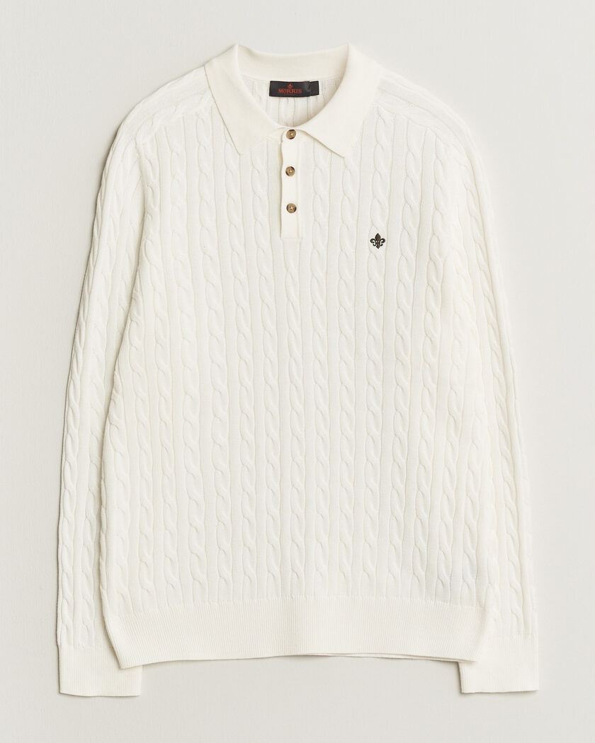 Morris Lancaster Cable Polo Off White – Bianco