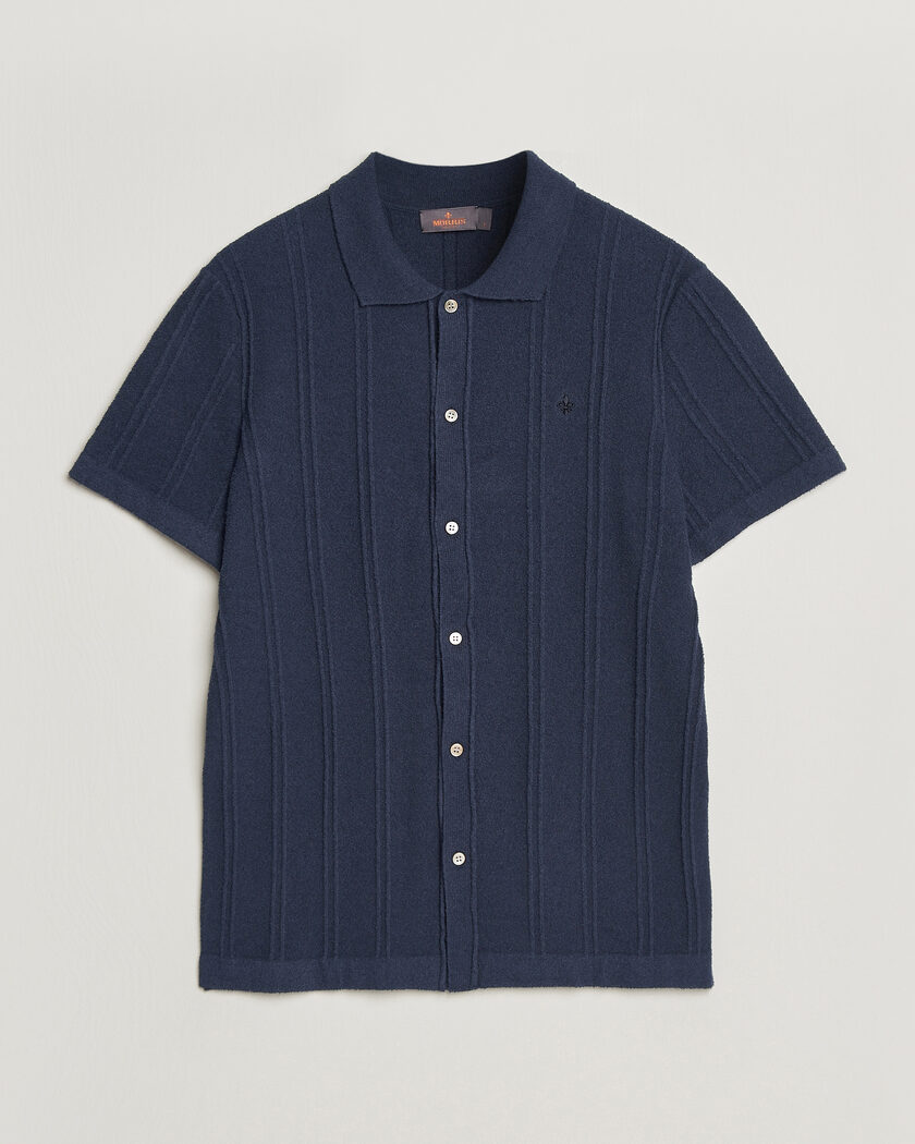 Morris Clayton Knitted Short Sleeve Shirt Dark Blue – Blu