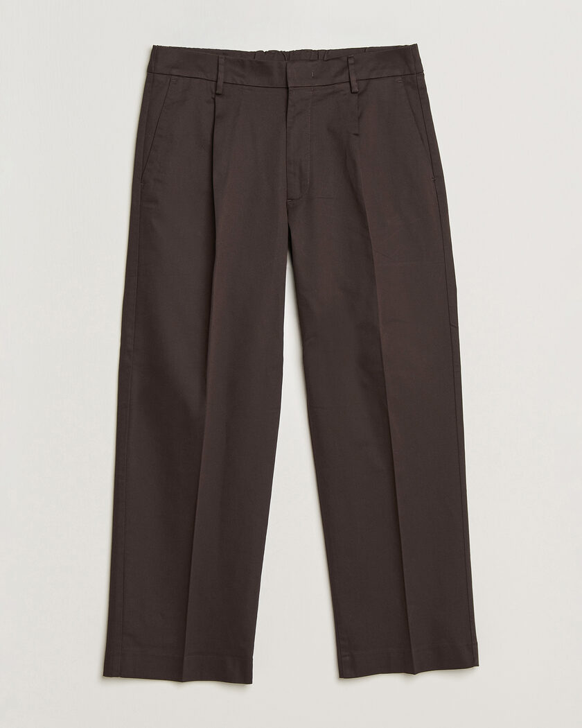 NN07 Kay Cotton Pleated Trousers Deep Truffle – Marrone