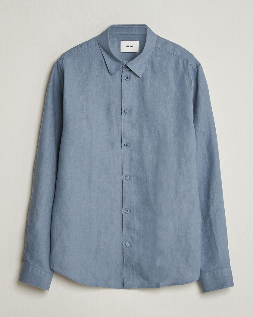 NN07 Enzo Linen Shirt Stone Blue – Blu