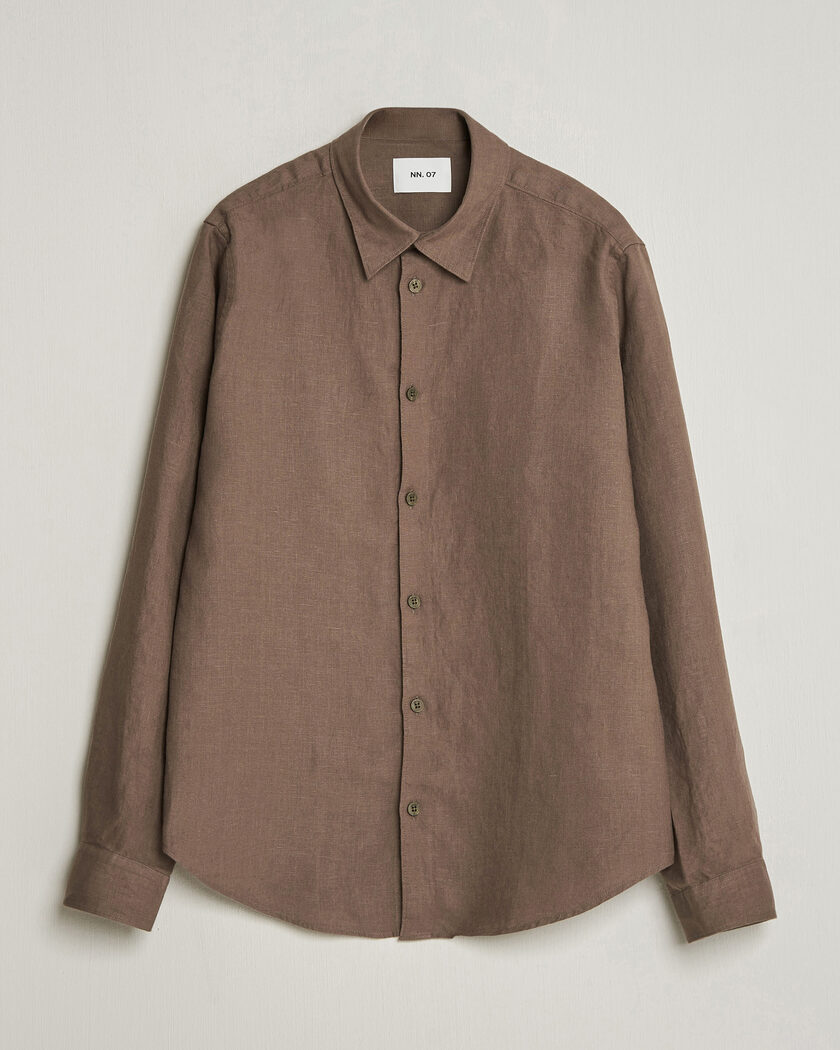NN07 Enzo Linen Shirt Mable Husk – Verde