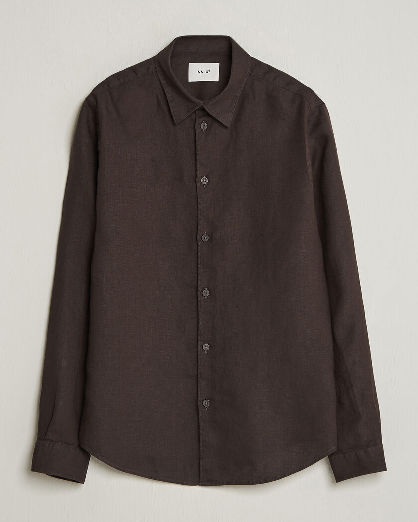 NN07 Enzo Linen Shirt Deep Truffle – Marrone