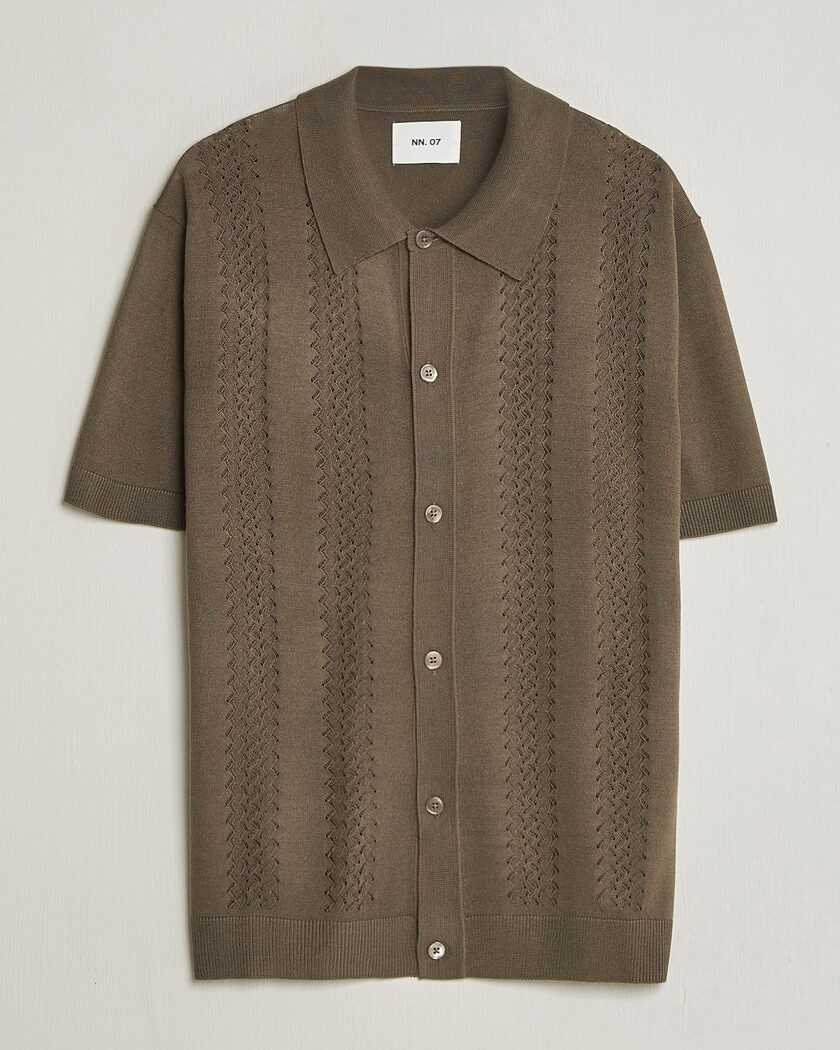 NN07 Thor Knitted Short Sleeve Shirt Mable Husk – Verde