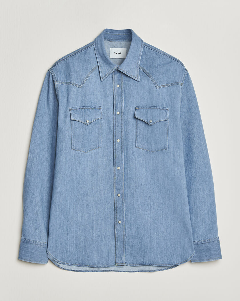 NN07 Ricky Western Denim Shirt Light Indigo – Blu