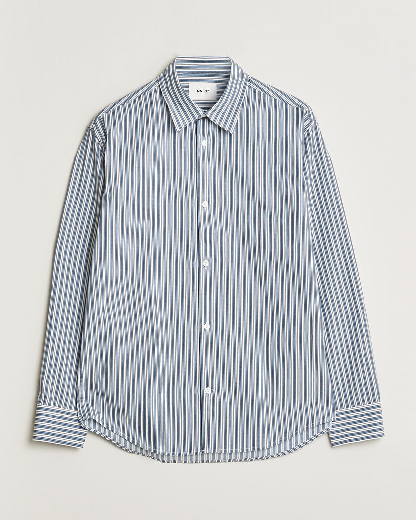 NN07 Freddy Striped Shirt Sea Spray Green – Blu