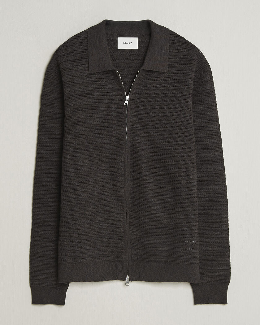 NN07 Gustav Knitted Full Zip Deep Truffle – Marrone
