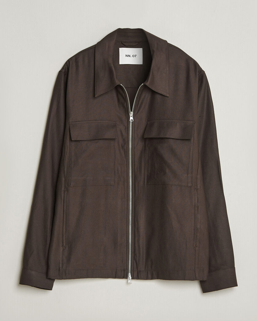 NN07 Alban Linen/Viscose Overshirt Deep Truffle – Marrone