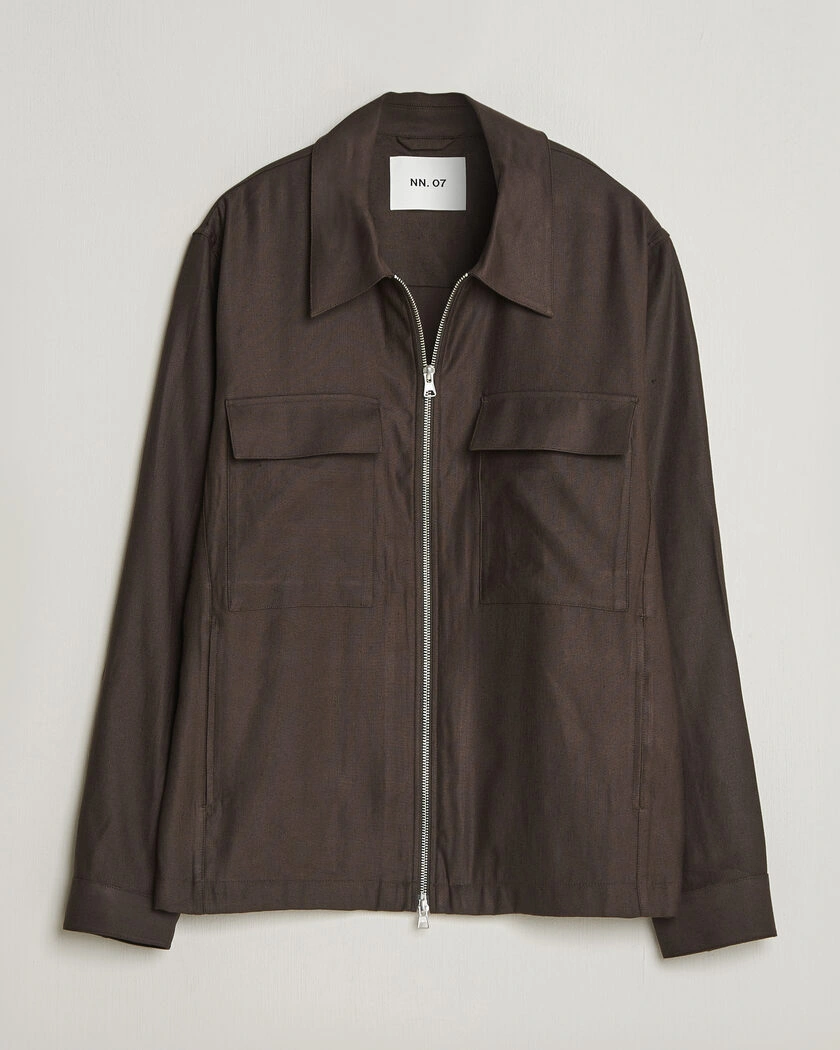 NN07 Alban Linen/Viscose Overshirt Deep Truffle – Marrone