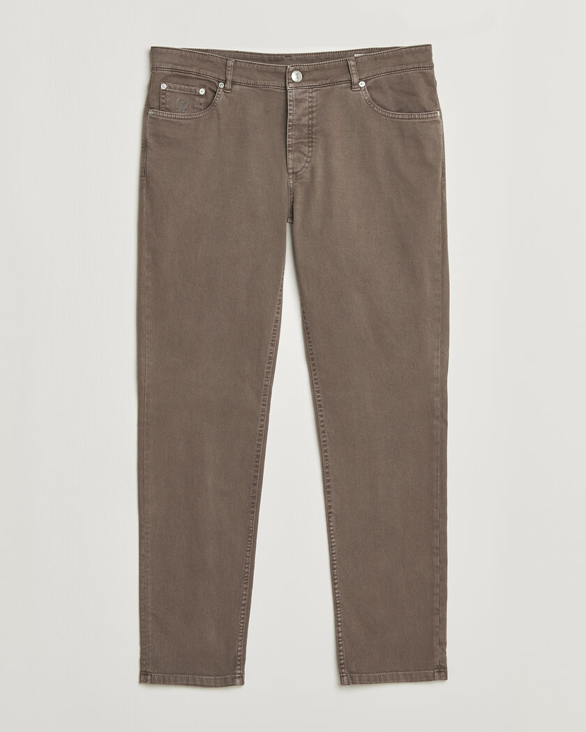 Brunello Cucinelli Traditional Fit Bull Denim Pants Dark Brown – Marrone