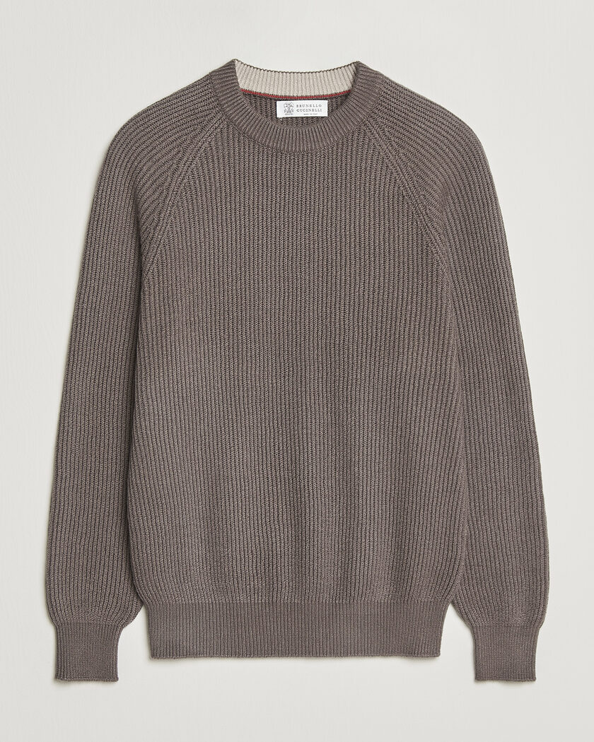 Brunello Cucinelli Heavy Cotton Rib Sweater Light Brown – Marrone