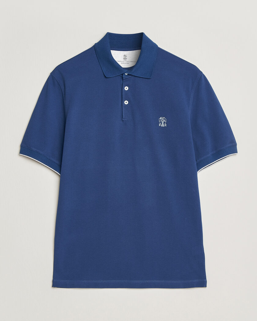 Brunello Cucinelli Short Sleeve Logo Polo Blue – Blu