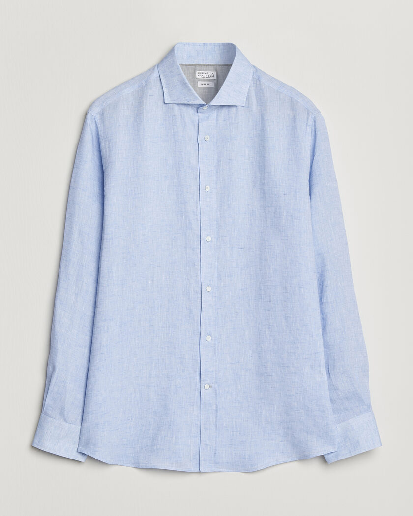 Brunello Cucinelli Easy Fit Linen Shirt Light Blue – Blu