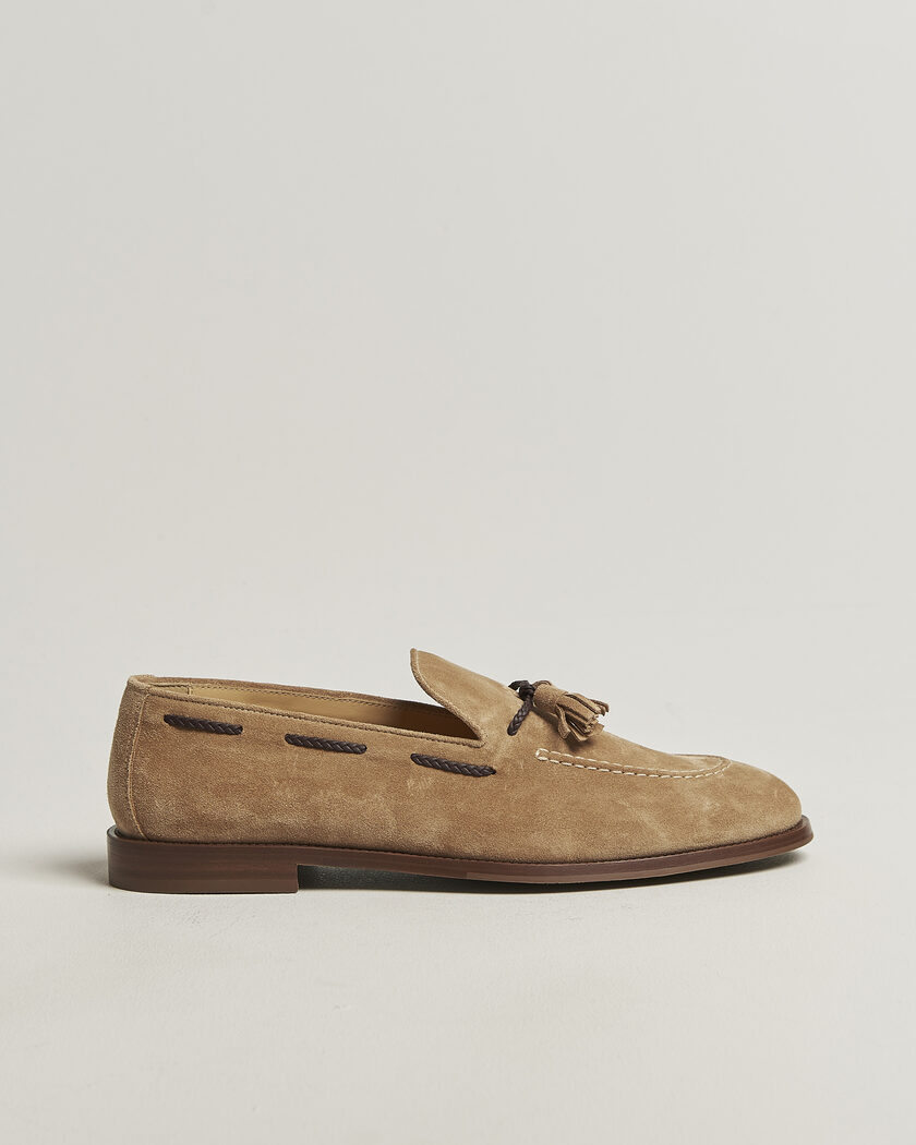 Brunello Cucinelli Tassel Loafers Siena Brown Suede – Marrone