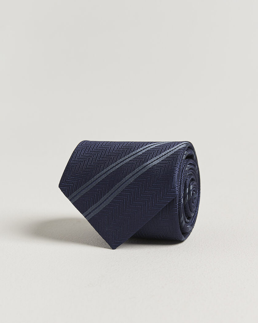 Brunello Cucinelli Regimental Stripe Silk Tie Navy – Blu