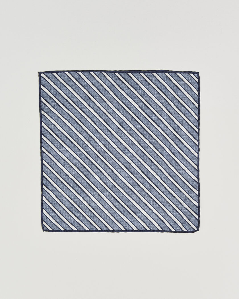 Brunello Cucinelli Striped Pocket Square Blue – Blu