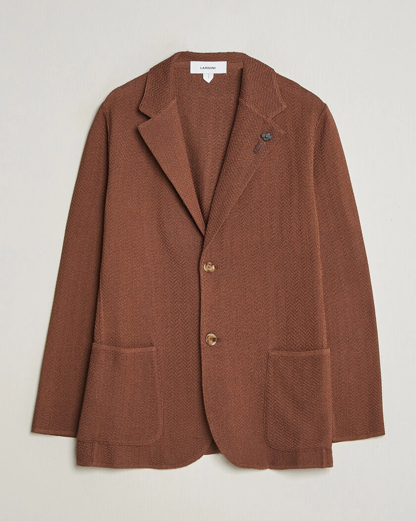Lardini Structured Cotton/Viscose Knit Jacket Brown – Marrone