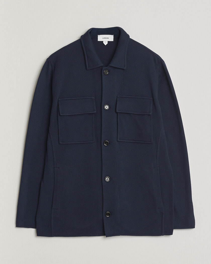 Lardini Knitted Cotton Pocket Shirt Jacket Navy – Blu