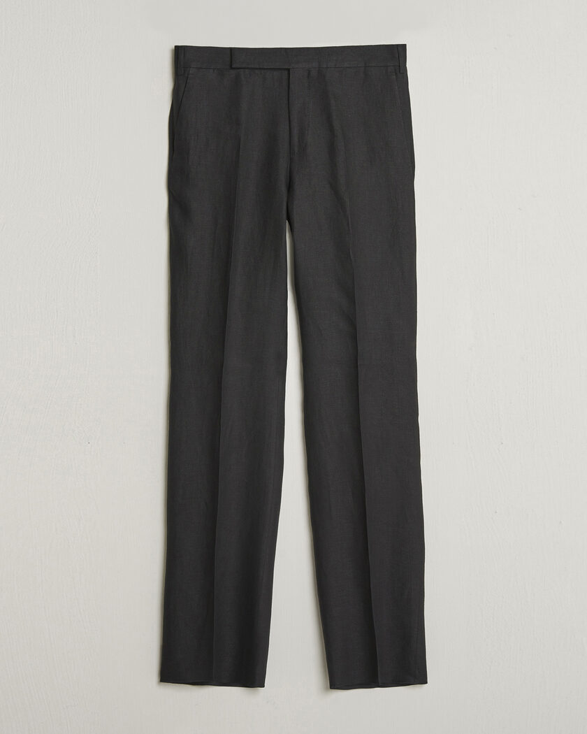 Lardini Palu Straight Fit Linen Trousers Black – Nero