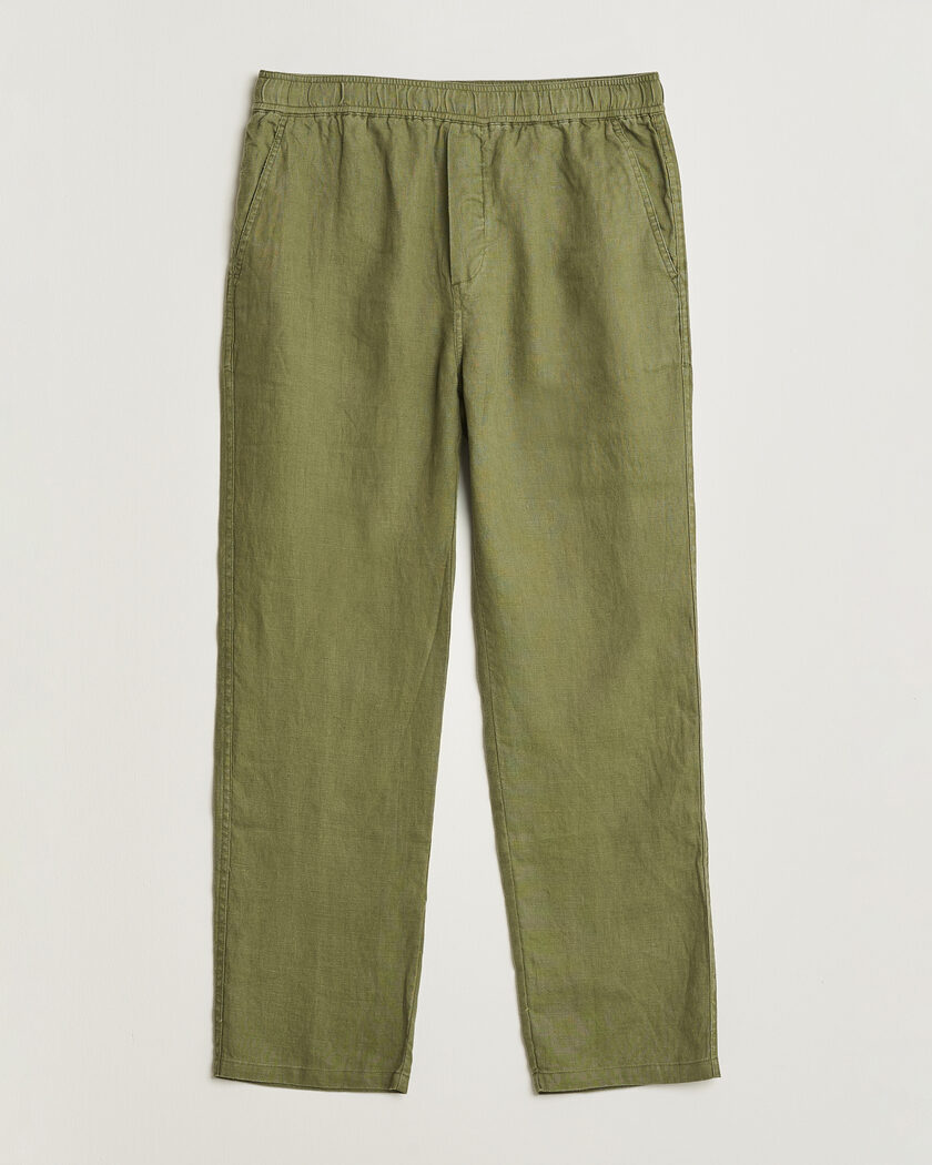 Samsøe Samsøe Jabari Linen Drawstring Trousers Burnt Olive – Verde