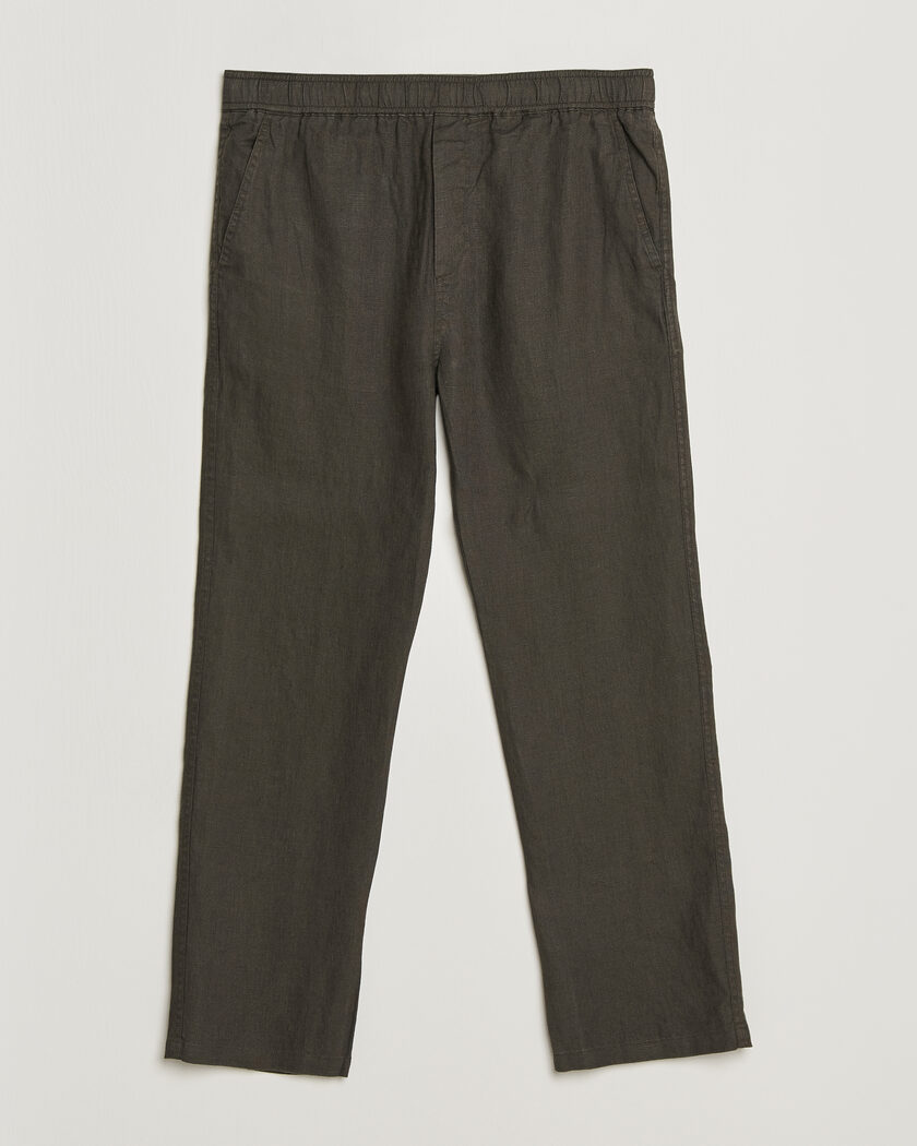 Samsøe Samsøe Jabari Linen Drawstring Trousers Black Olive – Grigio