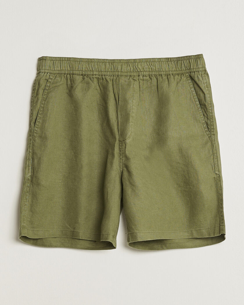 Samsøe Samsøe Jabari Linen Drawstring Shorts Burnt Olive – Verde