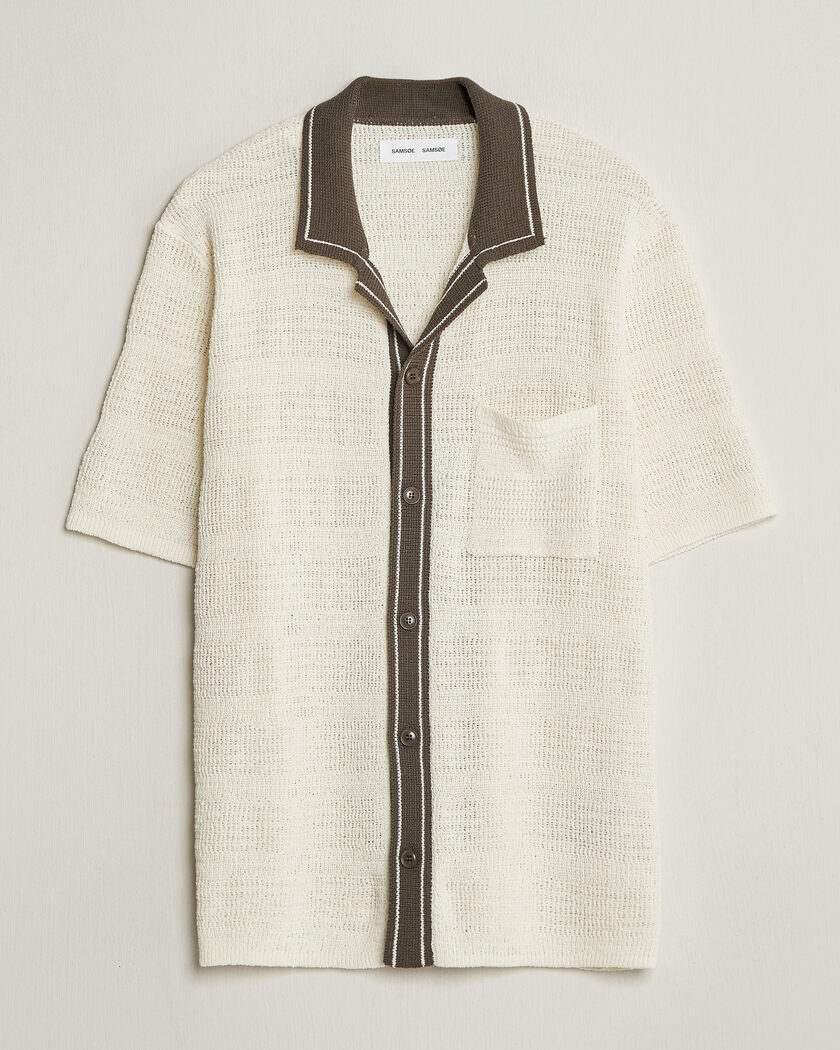Samsøe Samsøe Percy Knitted Short Sleeve Shirt Clear Cream – Bianco