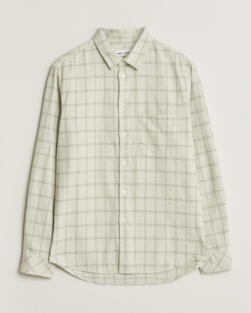 Samsøe Samsøe Liam Checked Cotton Shirt Off White – Verde