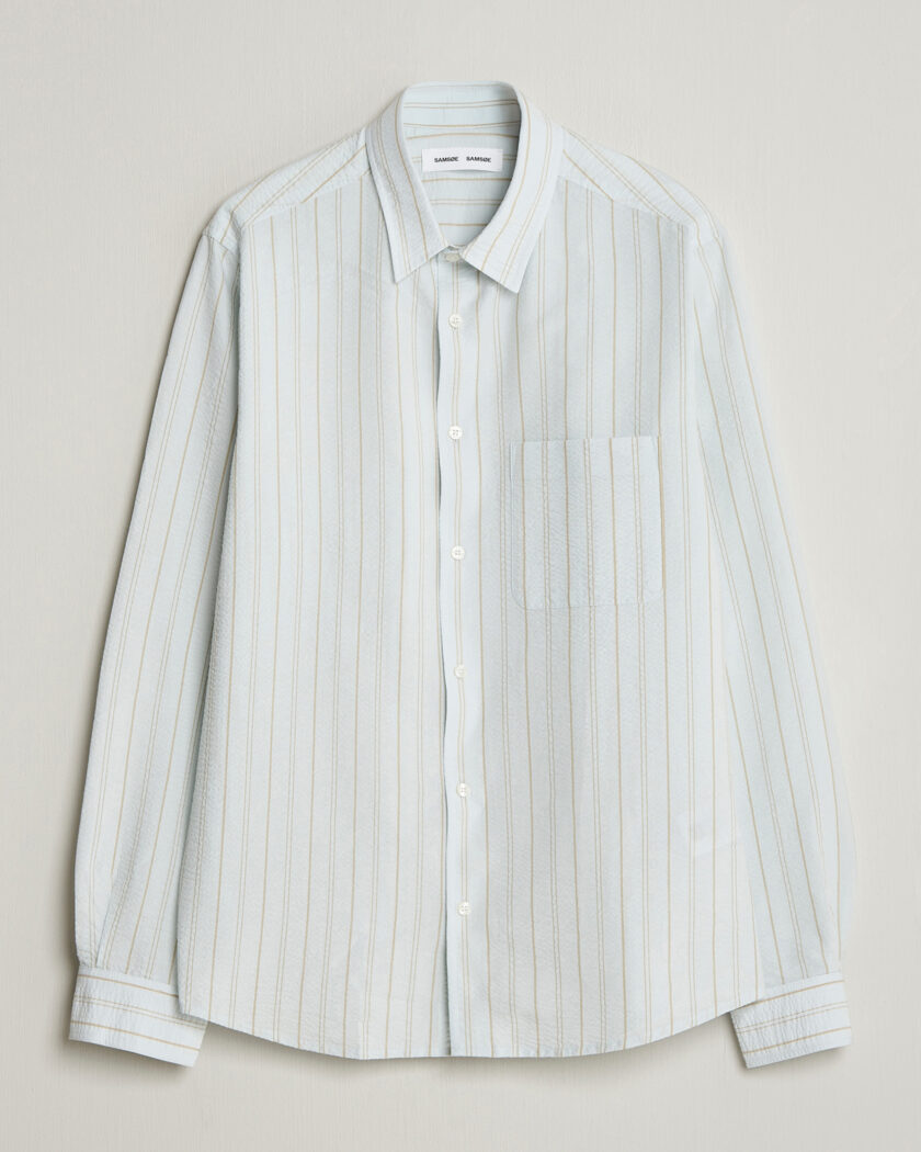 Samsøe Samsøe Ryan Cotton Striped Shirt Skywriting – Blu