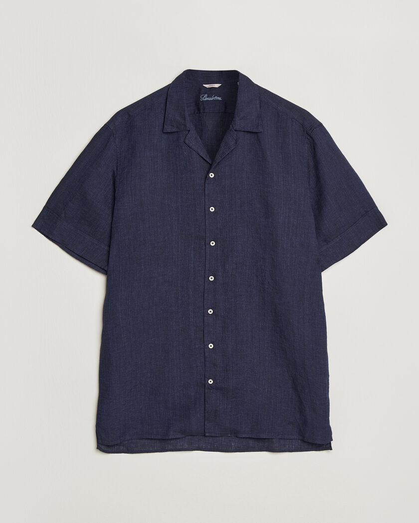 Stenströms Short Sleeve Linen Shirt Navy – Blu