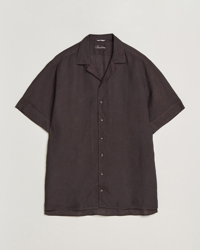 Stenströms Short Sleeve Linen Shirt Dark Brown – Marrone