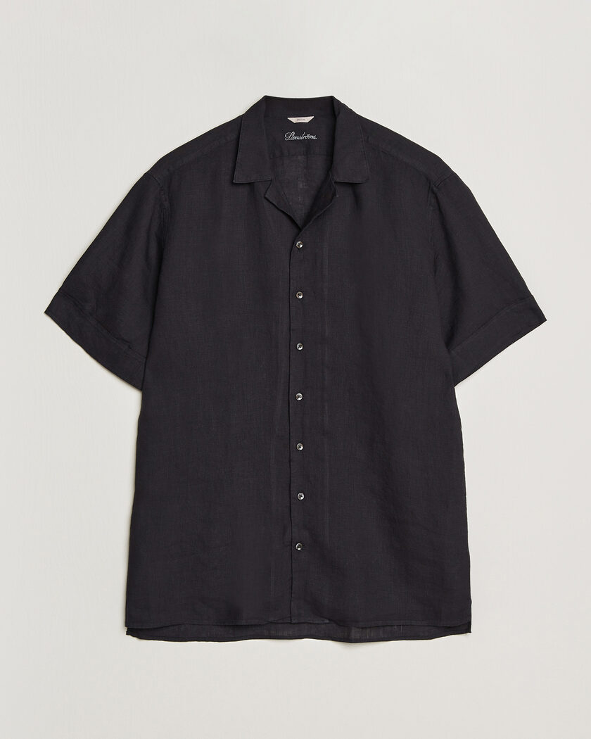 Stenströms Short Sleeve Linen Shirt Black – Nero