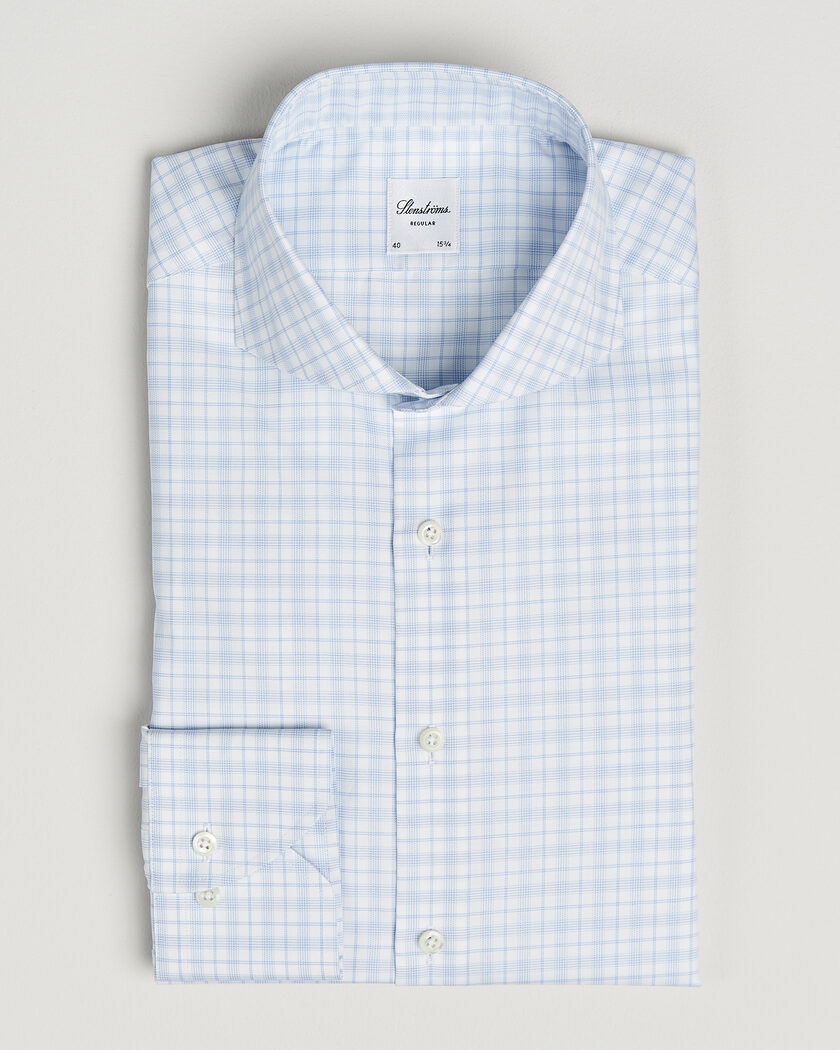 Stenströms Regular Fit Checked Twill Shirt Light Blue – Blu