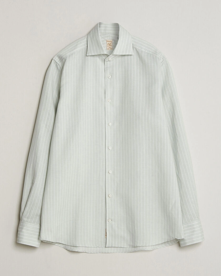 Stenströms 1899 Cotton/Linen/Silk Striped Shirt Green – Verde