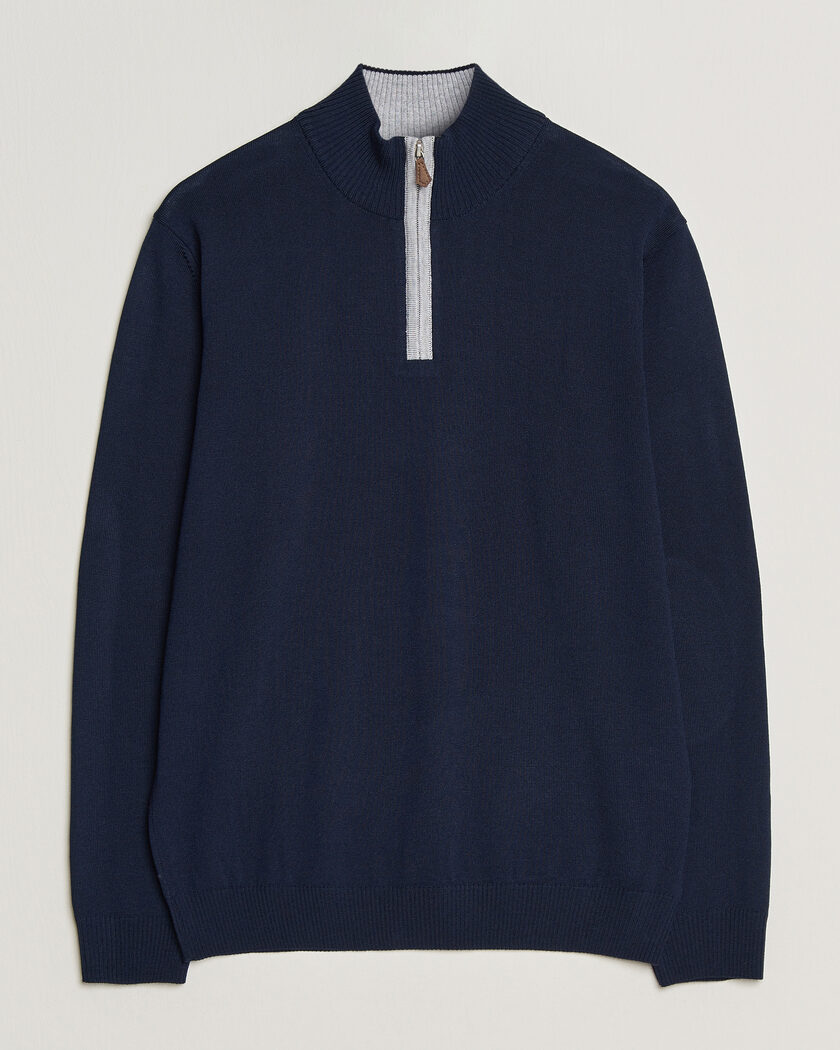 Stenströms Merino Contrast Half-Zip Navy – Blu