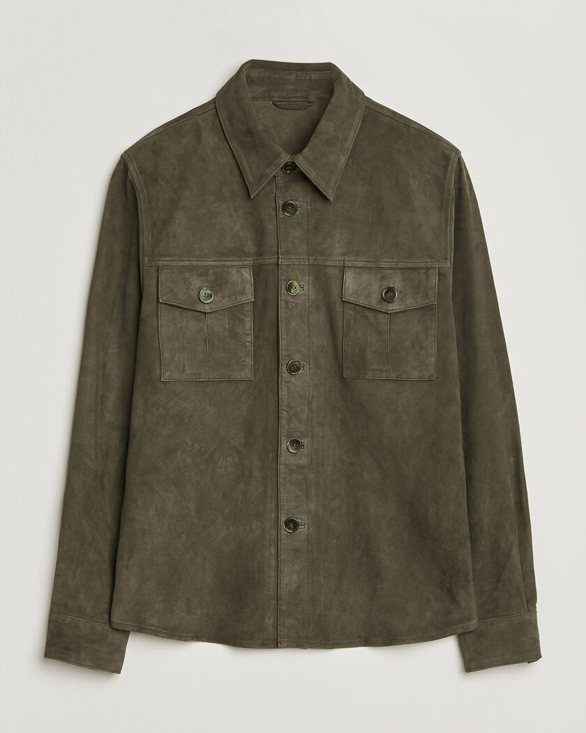 Stenströms Suede Pocket Overshirt Olive – Verde