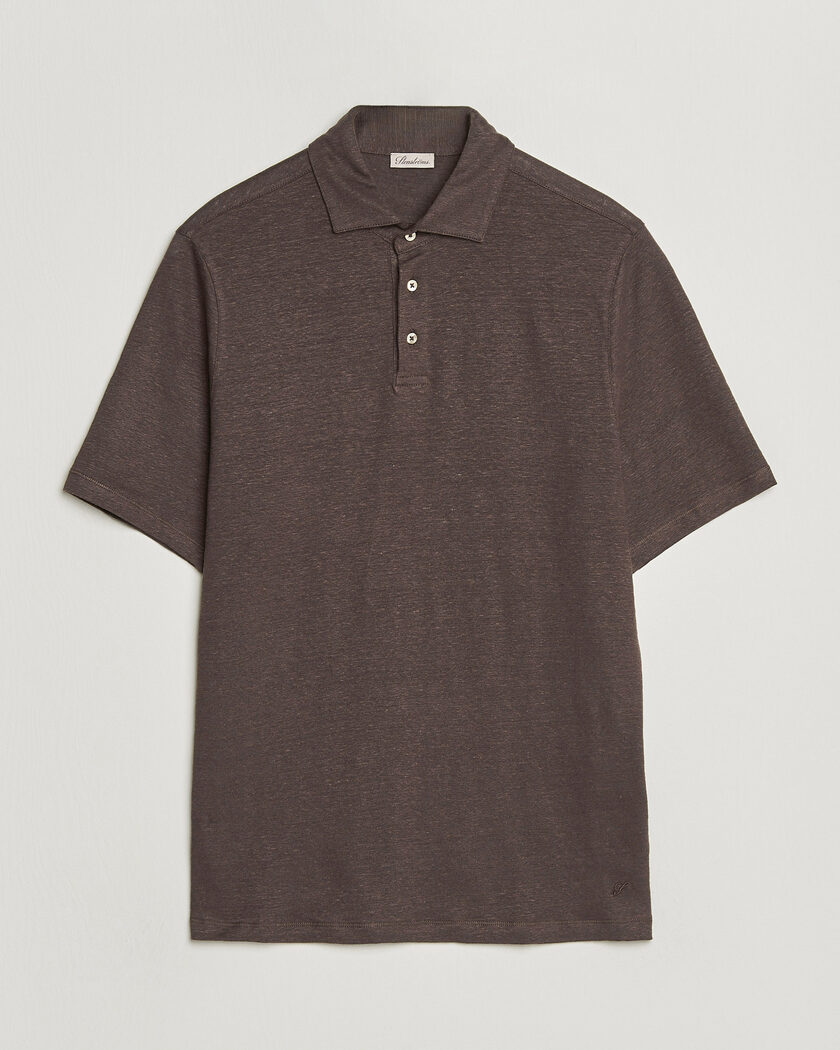 Stenströms Linen Polo Shirt Dark Brown – Marrone