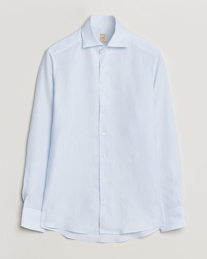 Stenströms 1899 Linen One Piece Collar Shirt Light Blue – Blu