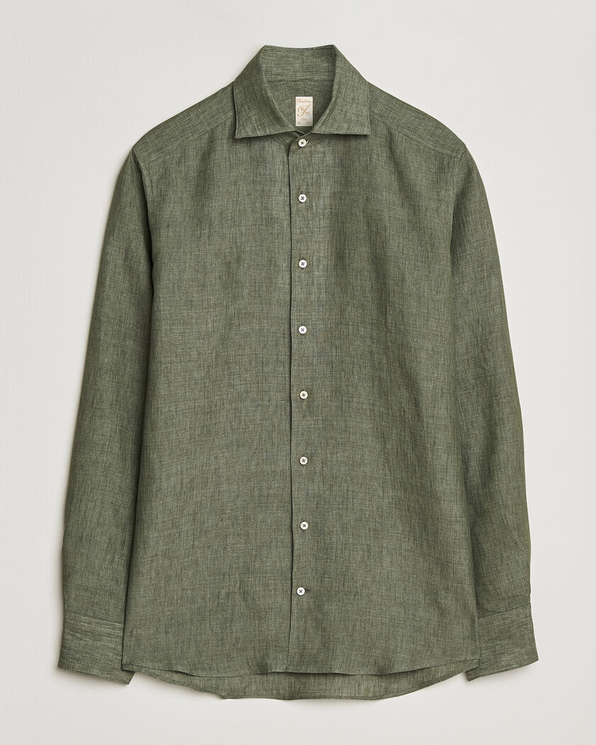 Stenströms 1899 Linen One Piece Collar Shirt Olive – Verde