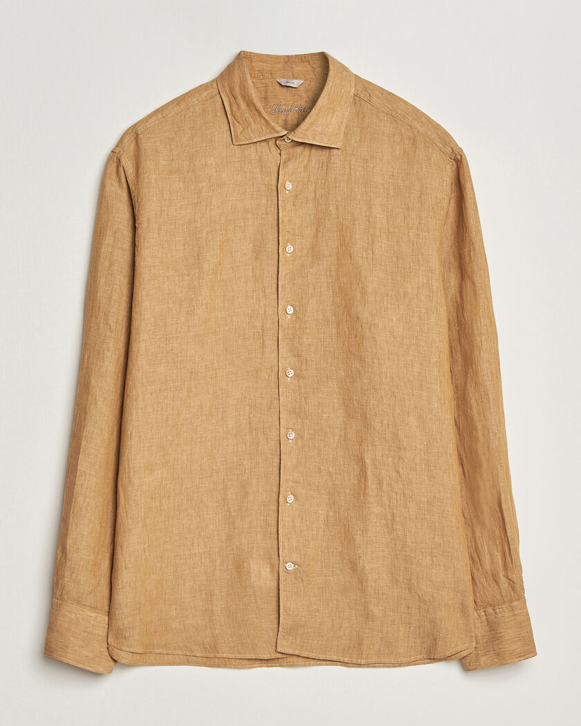 Stenströms Regular Fit Cut Away Linen Shirt Light Brown – Marrone