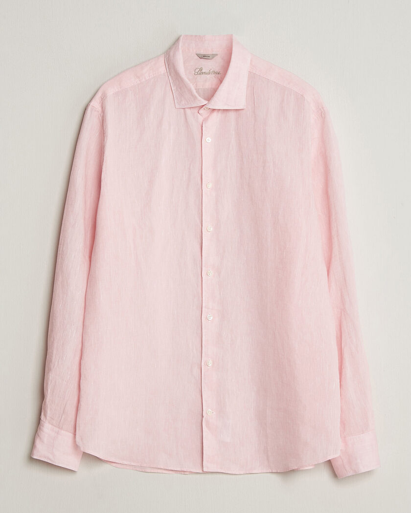 Stenströms Regular Fit Cut Away Linen Shirt Soft Pink – Rosa