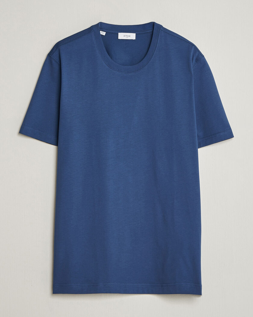 Eton Supima Cotton Crew Neck T-Shirt Mid Blue – Blu
