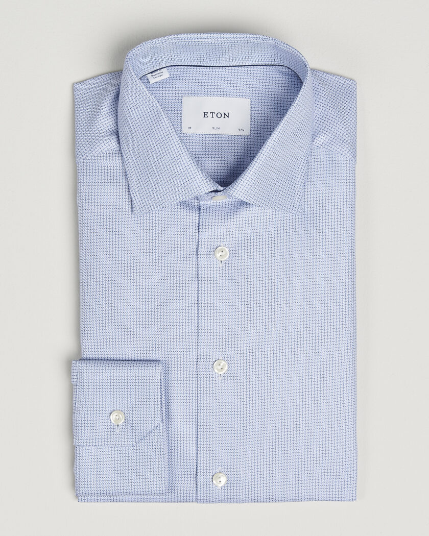 Eton Slim Fit Signature Twill Structured Shirt Mid Blue – Blu