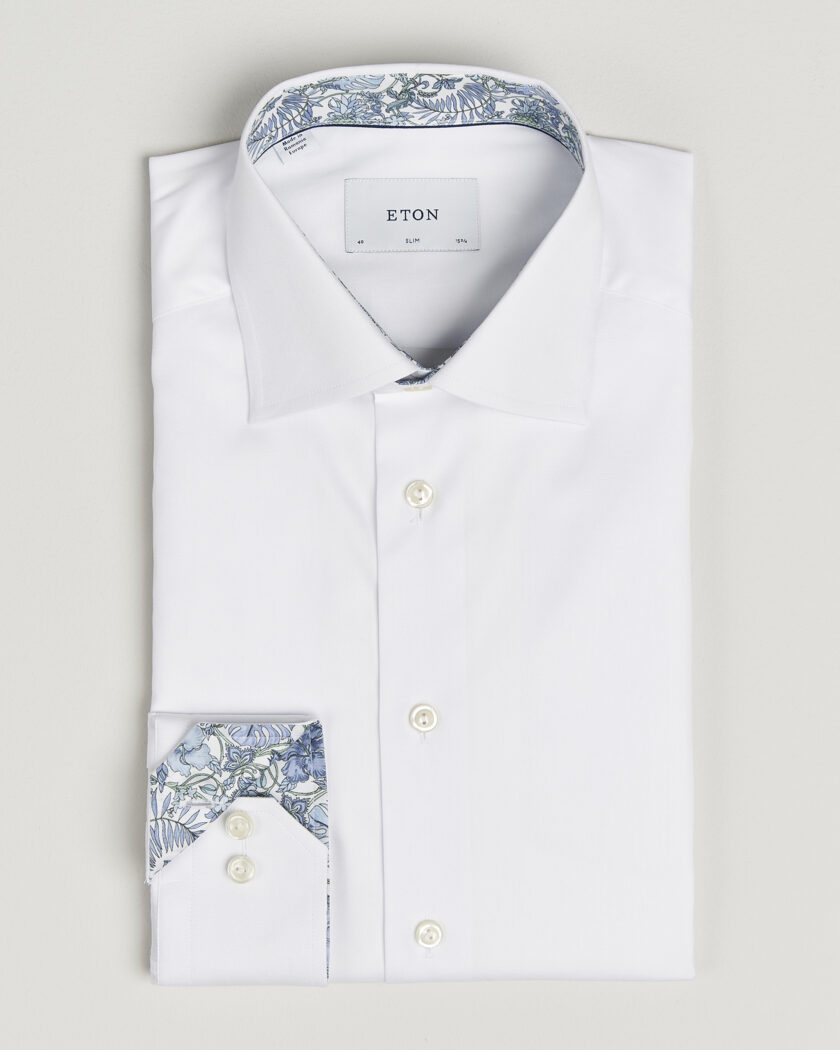 Eton Slim Fit Signature Twill Contrast Shirt White – Bianco