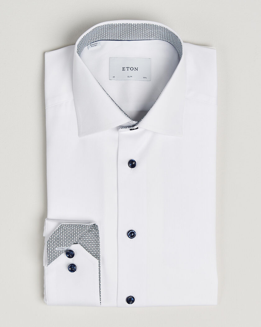 Eton Slim Fit Signature Twill Contrast Shirt White – Bianco